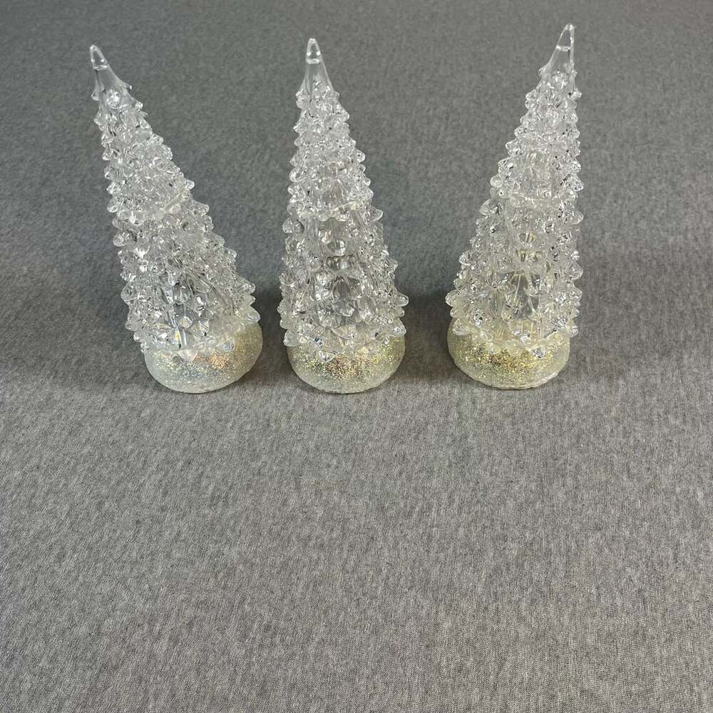 Set of 3 Color Changing Acrylic LED Lighted Christmas Trees